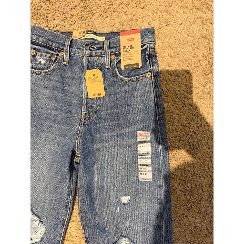 Levi's Ribcage Straight Ankle Jeans NWT Women's 25x27 High Rise 100% Cotton